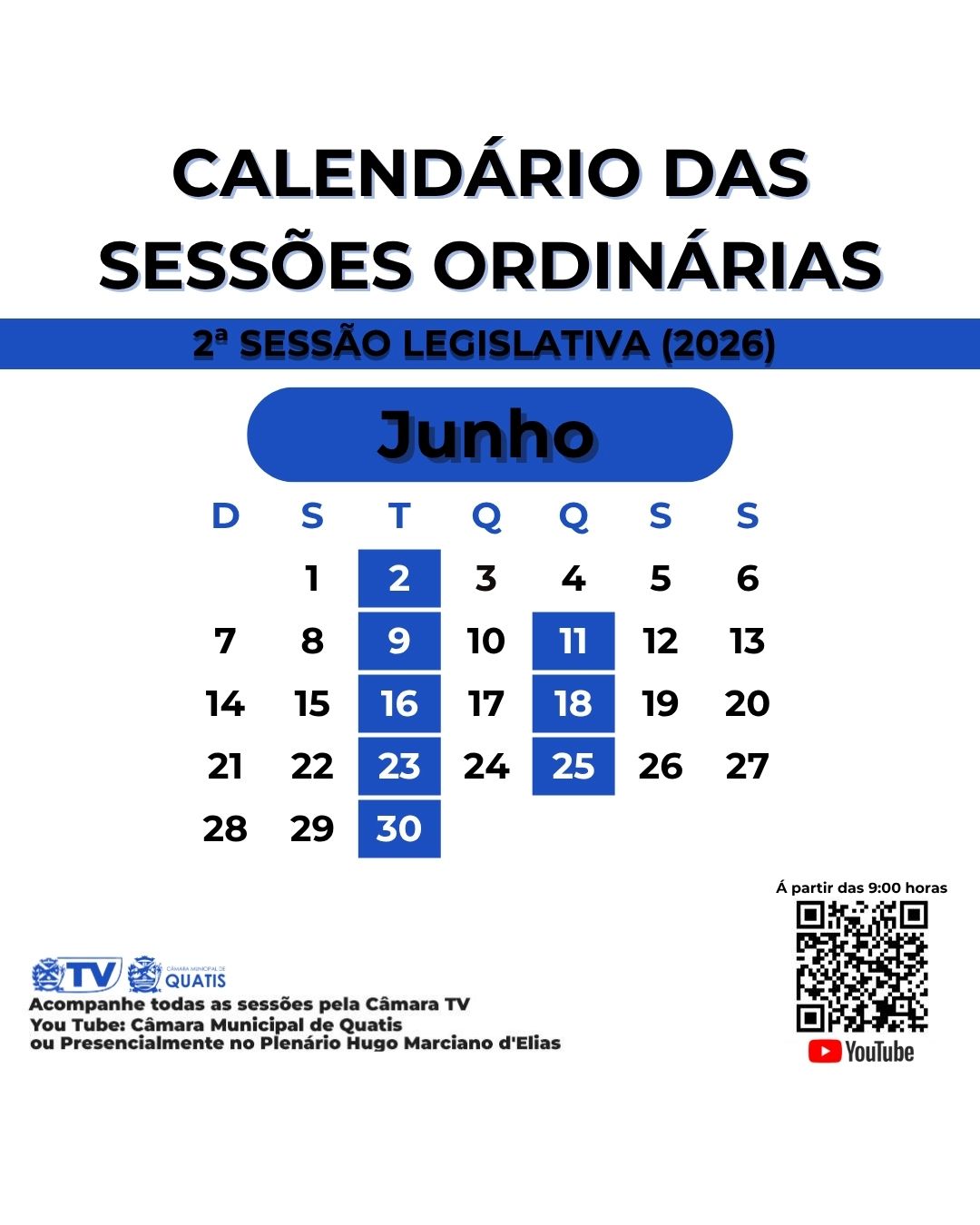 CALENDÁIO MÊS DE JUNHO