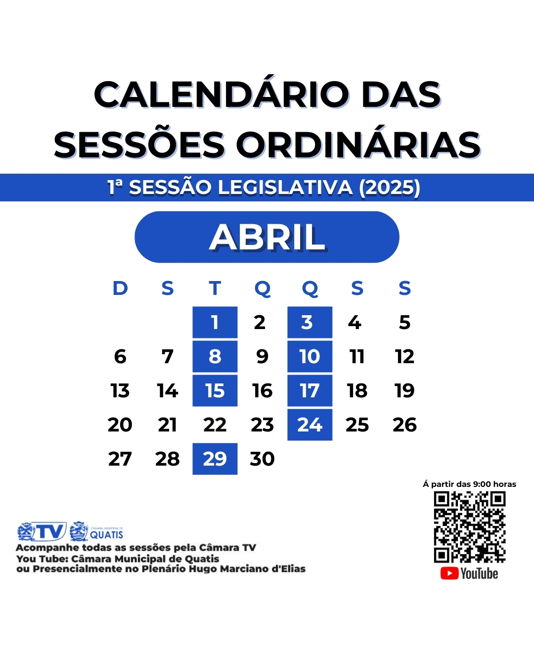 Calendário do mês de Abril