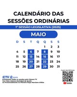 Calendário do mês de Maio 