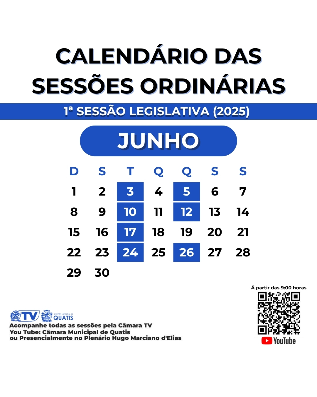 Calendário mês de Junho 