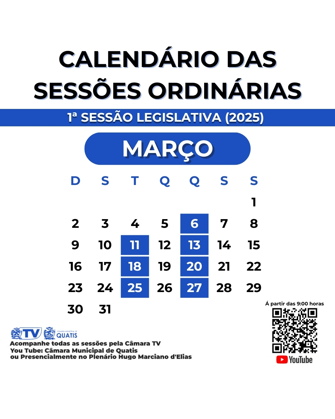 Calendário mês de Março